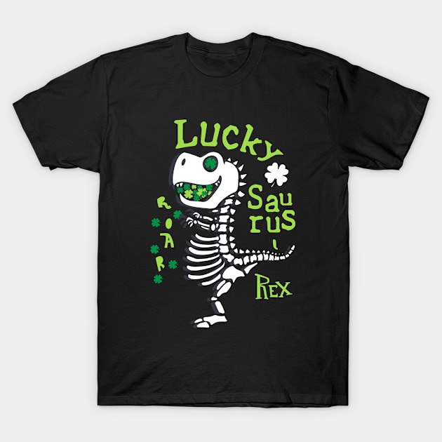 Lucky Saurus -Rex - Funny T-Rex St. Patrick's Day T-Shirt by meowstudio